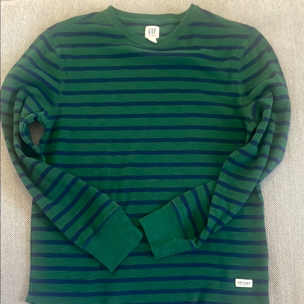 GAP Green and Navy Striped Long Sleeve